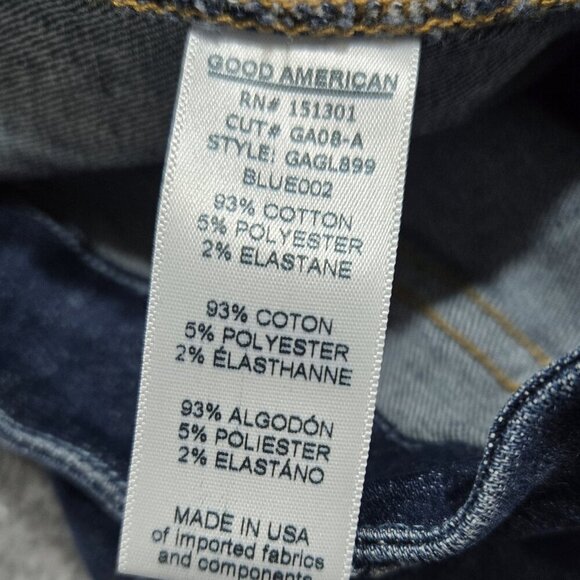 Good American Good Legs Dark Wash Skinny Jeans Distressed Knee GAGL899 - Picture 8 of 9